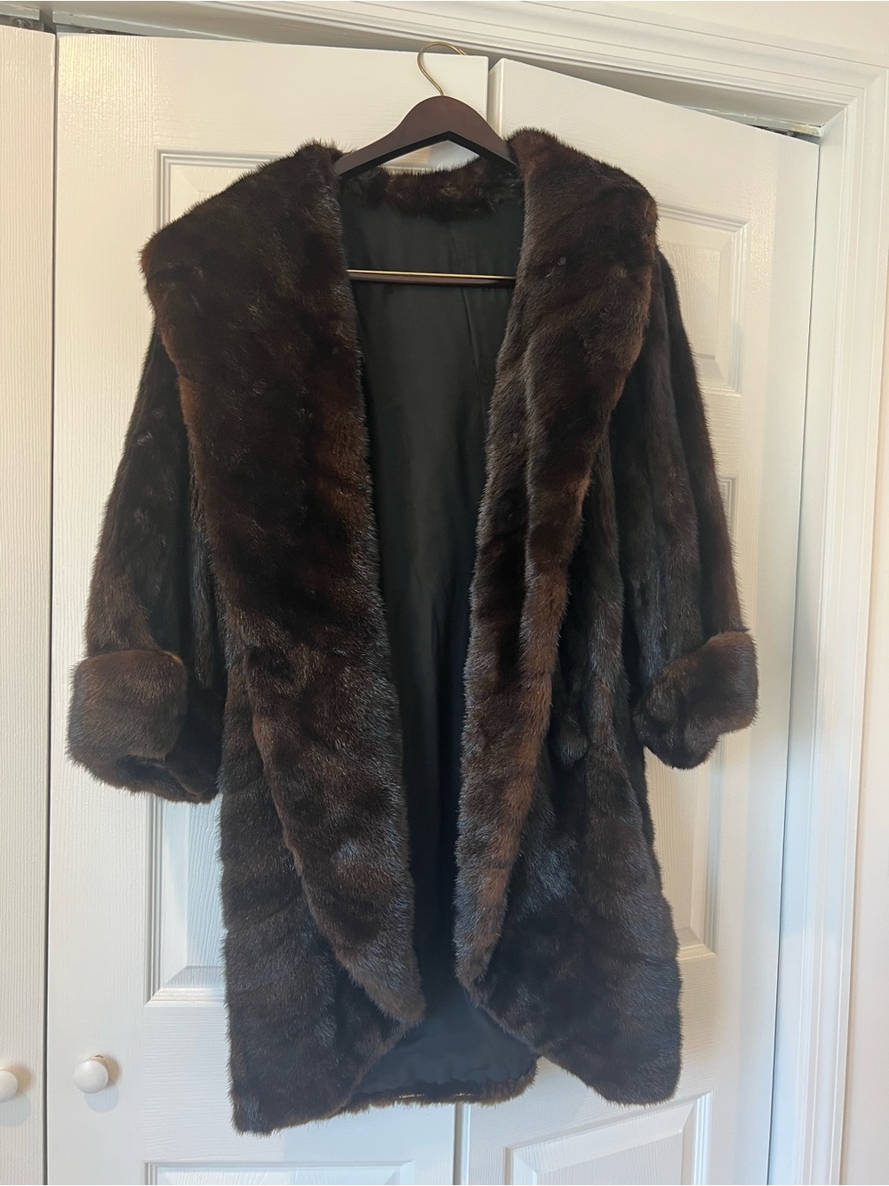 Luxurious Dark Brown Faux Fur Coat with Hood